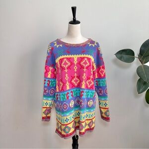 Vintage 1980’s Greenie colorful reversible Sweater